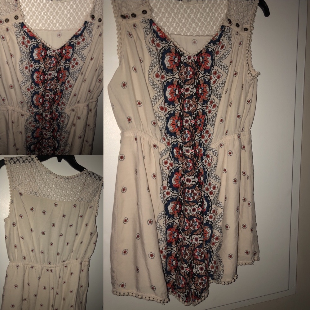 Cream Romper with floral print